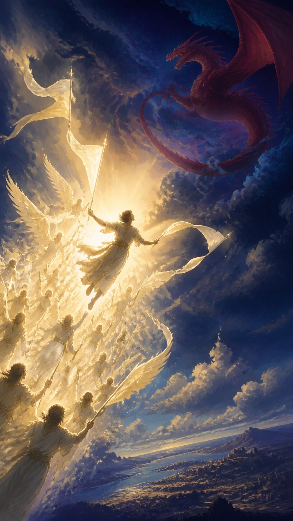 En la batalla del cielo, ¿quién luchó contra el dragón?