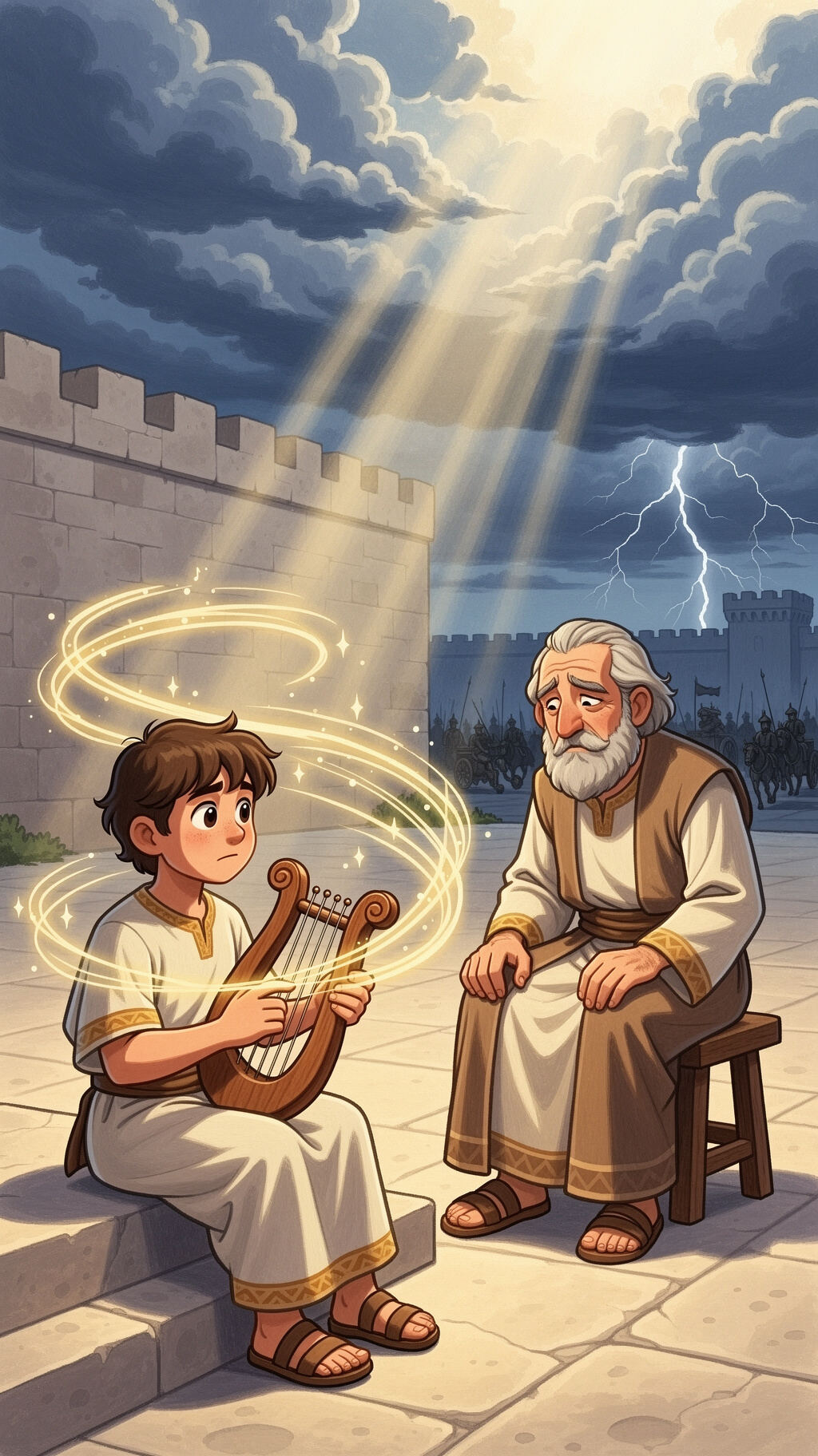 David’s harp soothed the troubled spirit of…