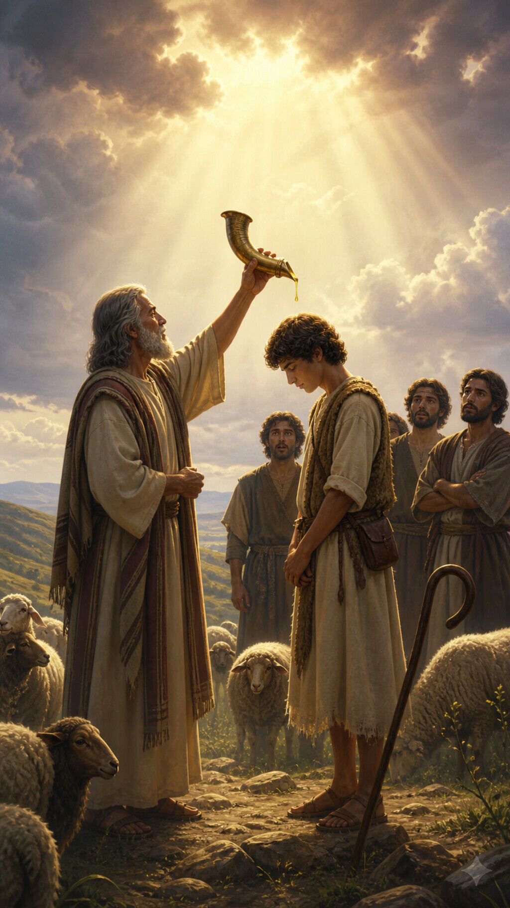 When Samuel asked to see all of Jesse’s sons, who was still tending the sheep?