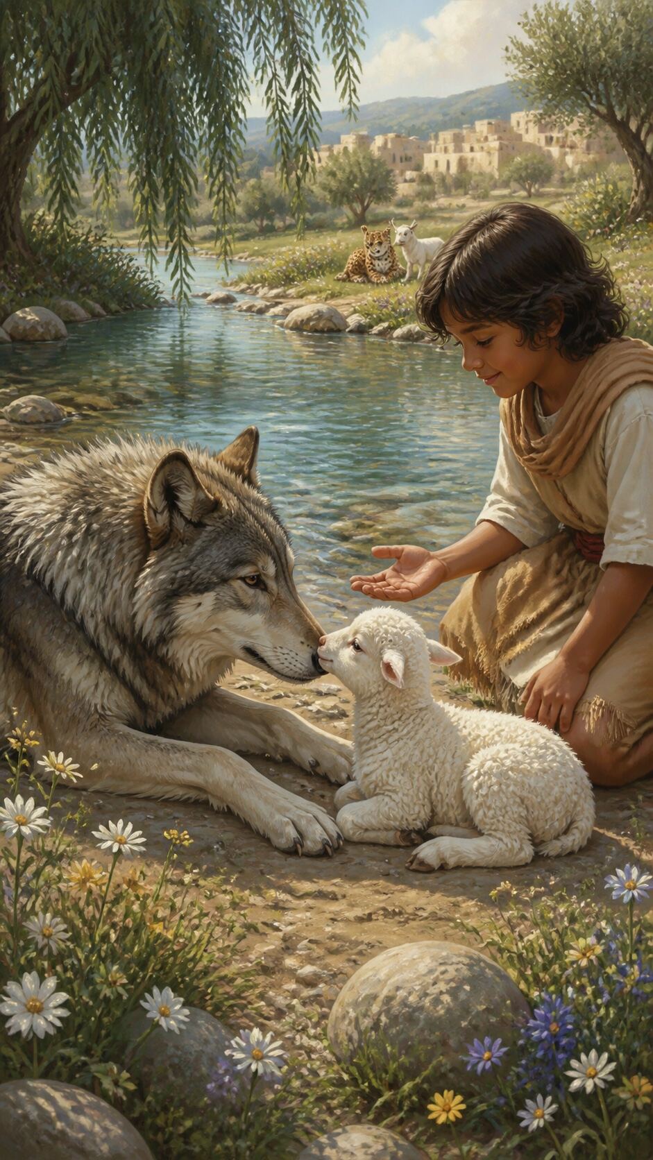 According to Isaiah, the wolf will dwell with…