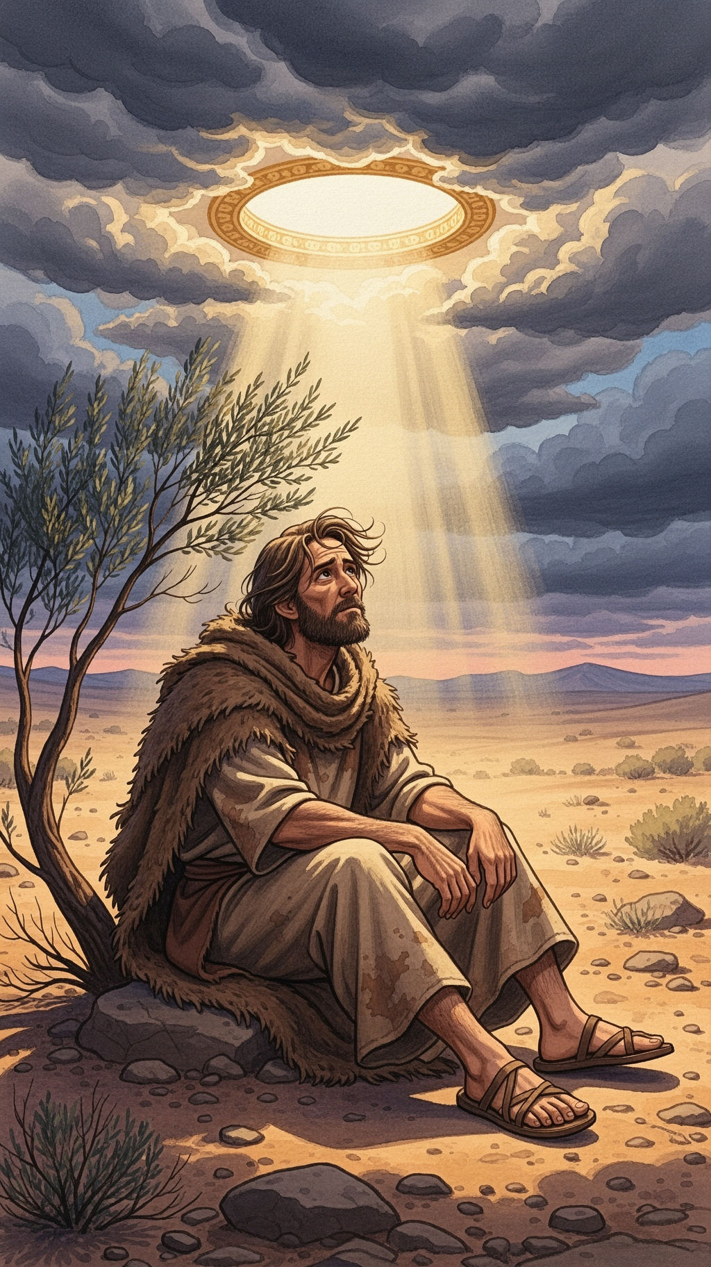 De quem Elias fugiu para o deserto, com a alma cansada?