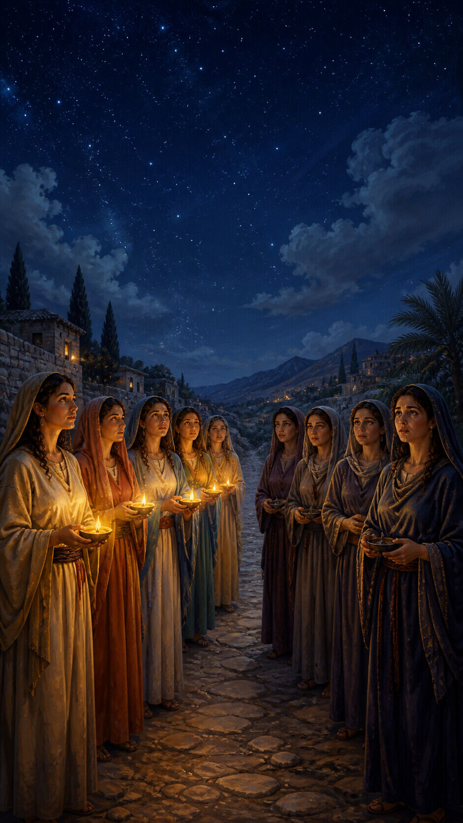 Of the ten young women, how many were wise?